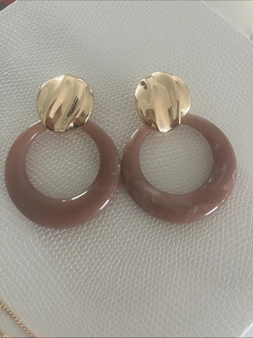 Marks & Spencer Gold Top Mauve Hoop Drop Earrings - Women Jewelry